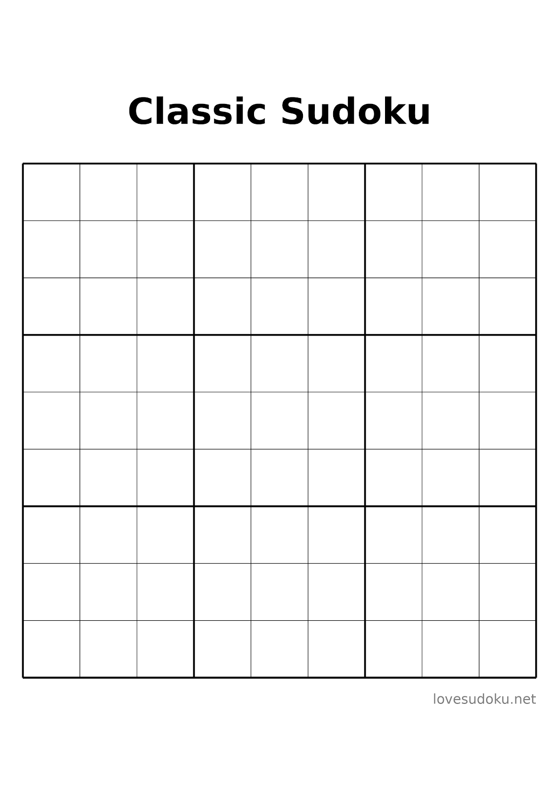 print blank sudoku grid